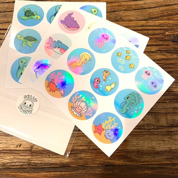 016. Jelly Swish Holographic Sea Creature Stickers 2 Packs - Picture 10 of 12